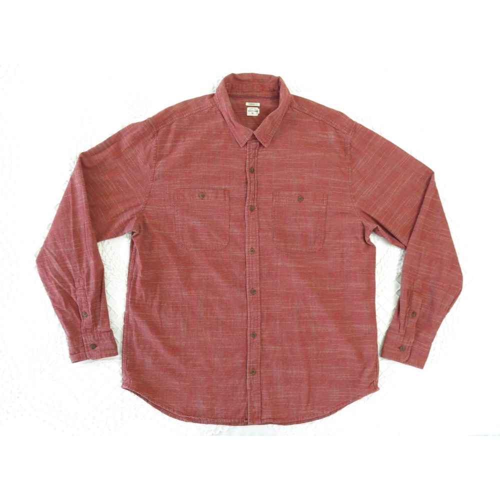 Bridge and Burn Cotton Twill Button Down Shirt Mens XXL Brick Textured Weave